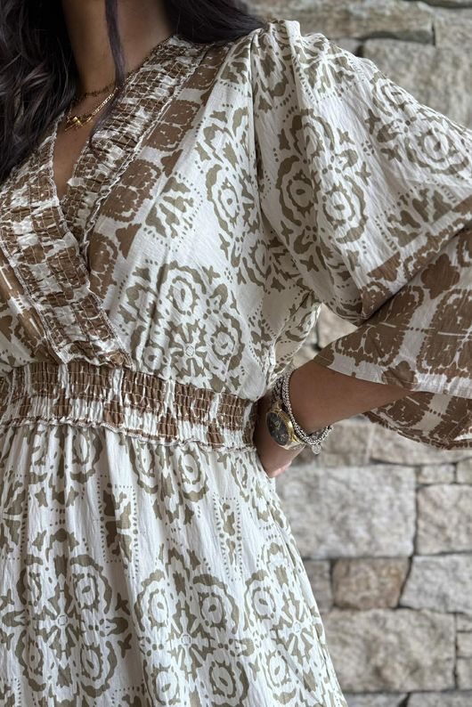 Zaida Smock Dress Hazelnut